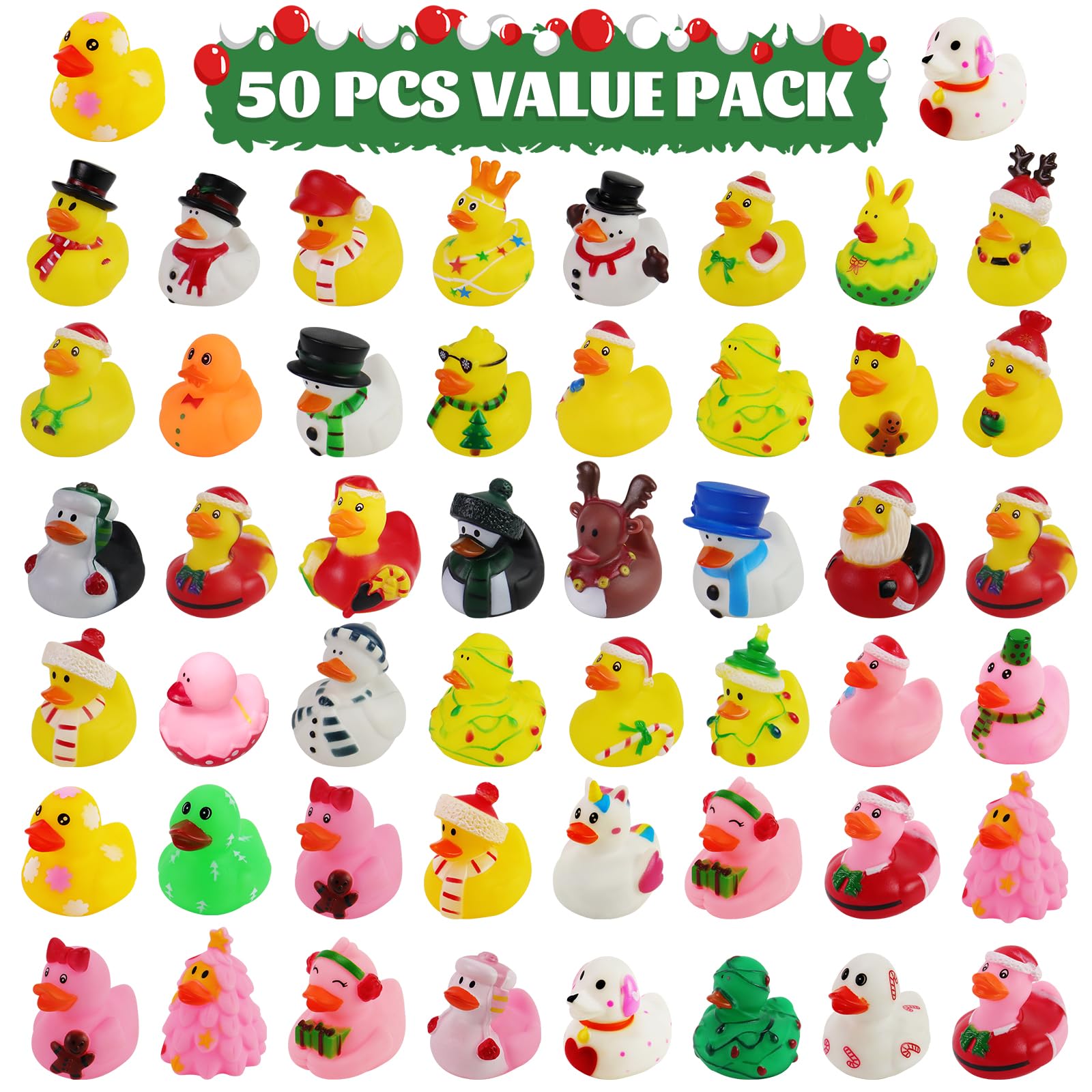 Halovin 50-piece bath ducks: bright designs for bath time learning.