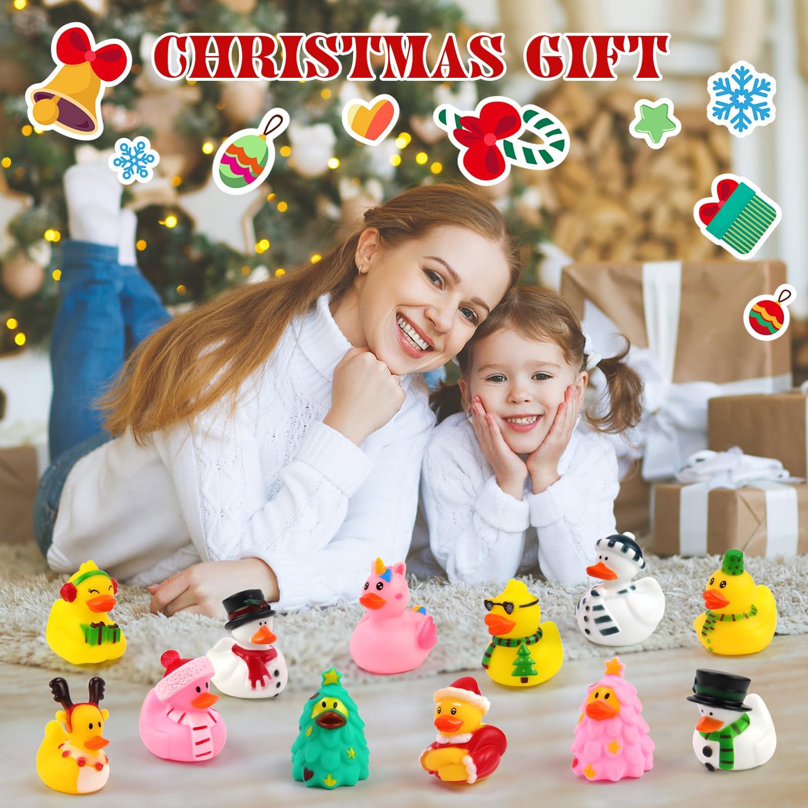 Halovin Christmas rubber ducks assorted designs for classroom prizes and stocking stuffers.