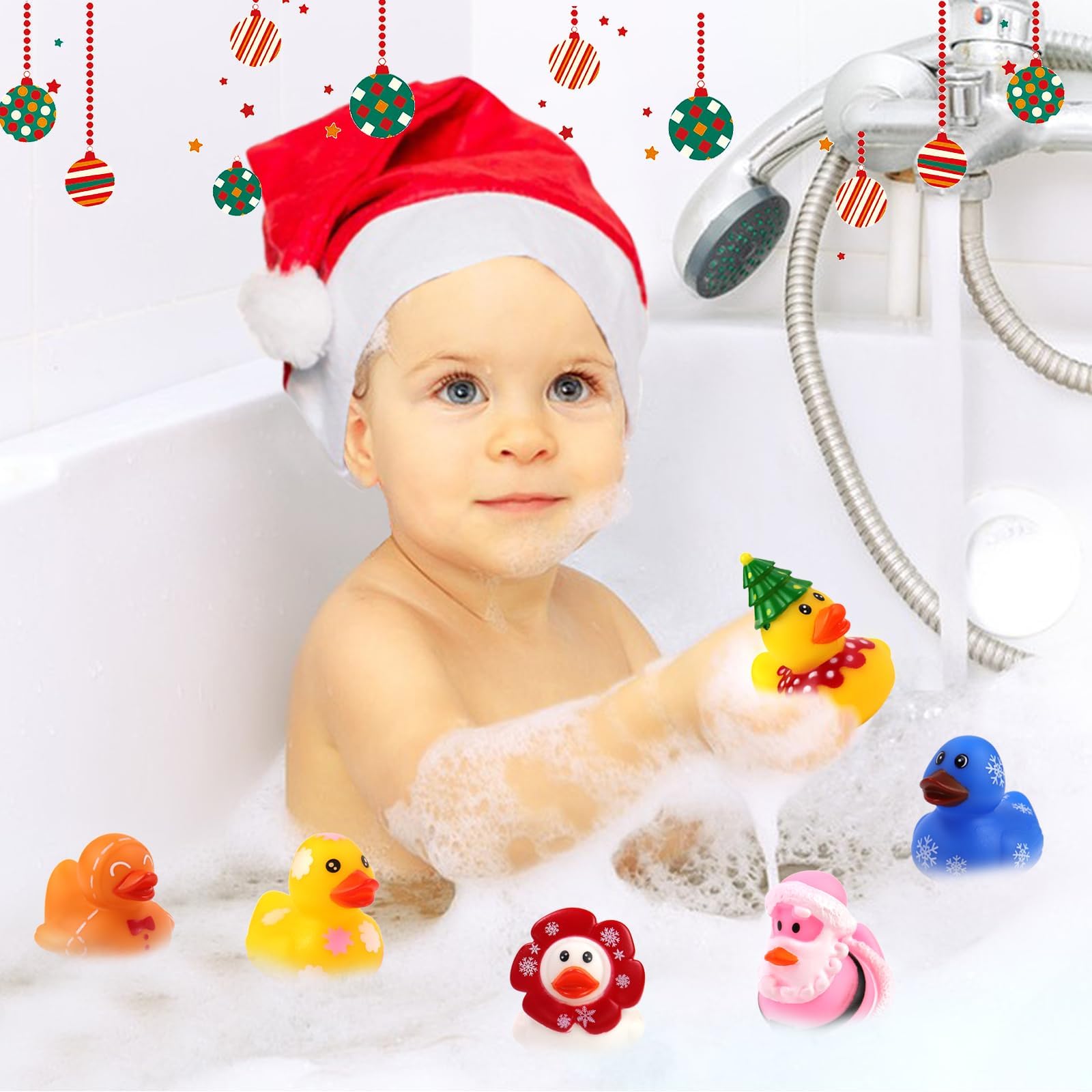 Halovin Christmas rubber ducks hats for imaginative holiday play.