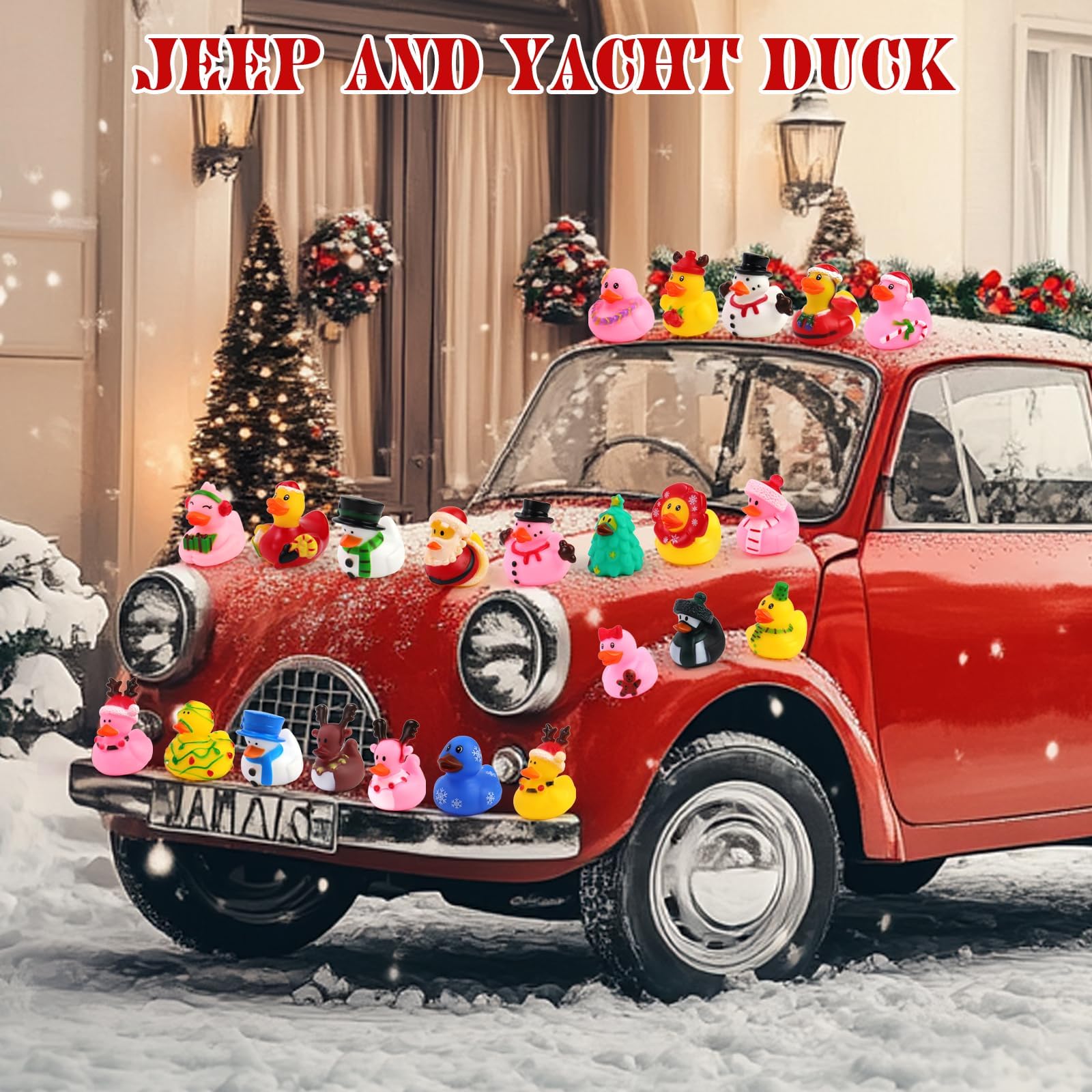 Halovin Christmas rubber ducks scarves for festive bath time.