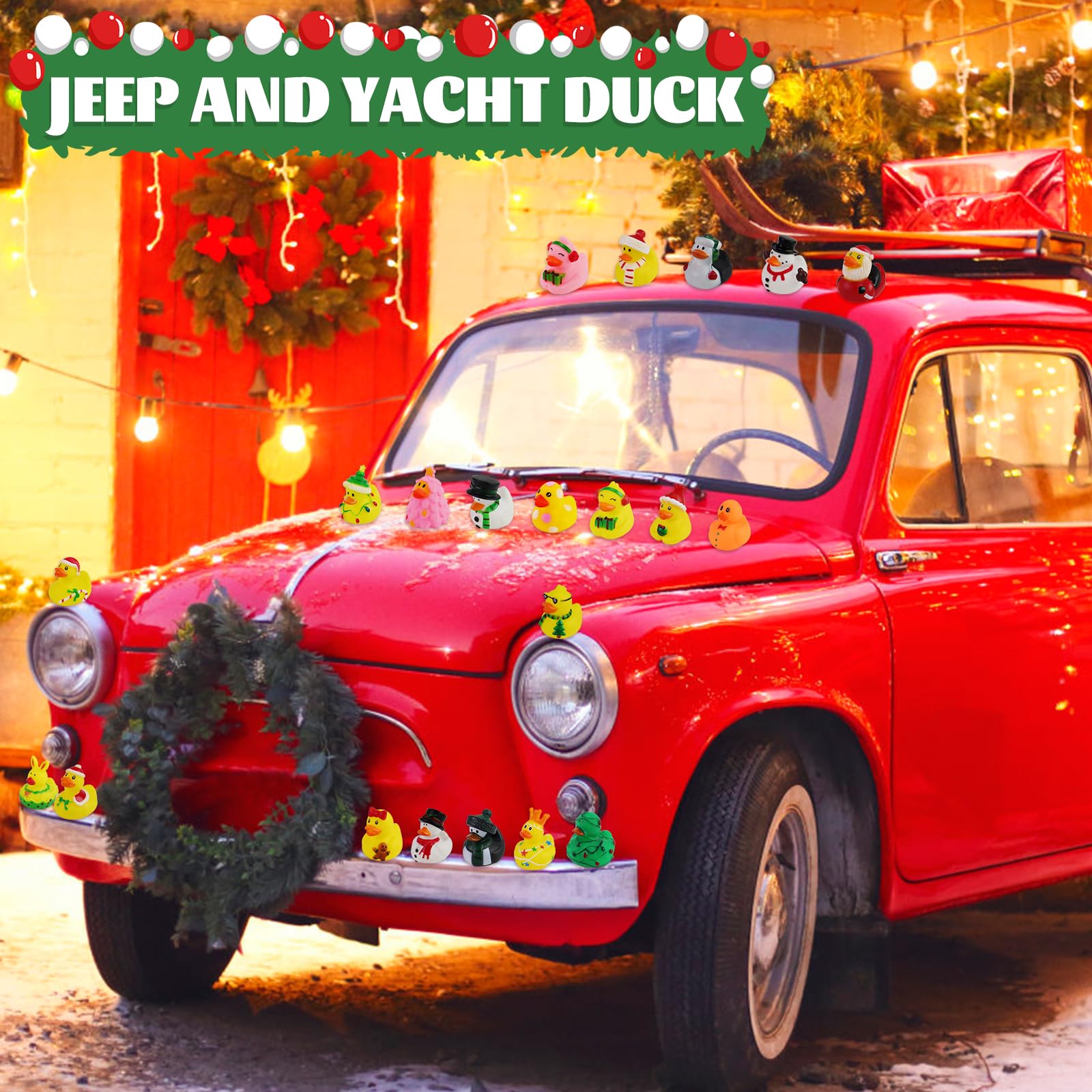 Halovin Christmas stocking ducks: compact toys ideal for gift bags.