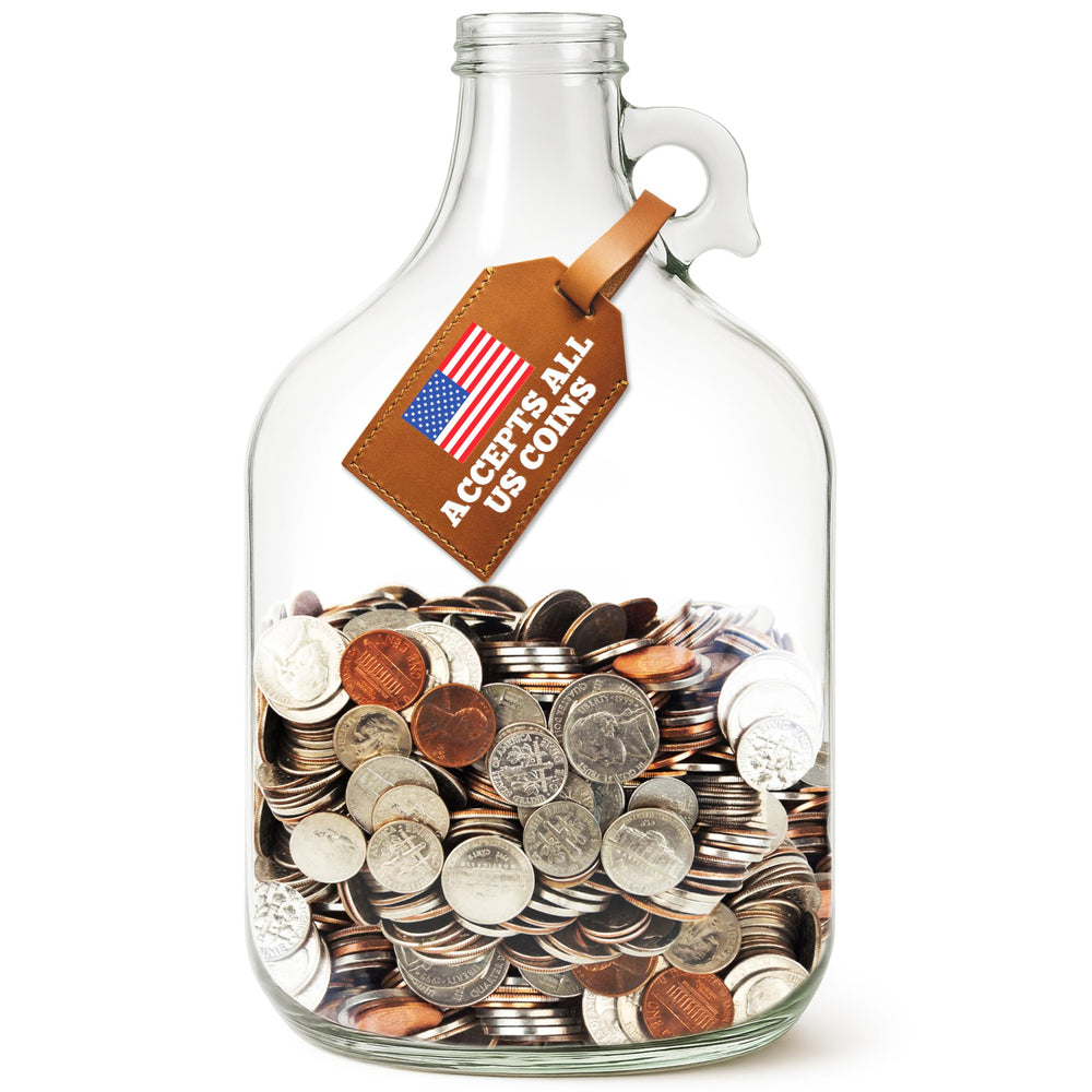 Hambli 2,000+ glass piggy bank front view keeps savings visible