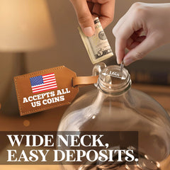 Hambli 2,000+ glass piggy bank heavy base provides stability