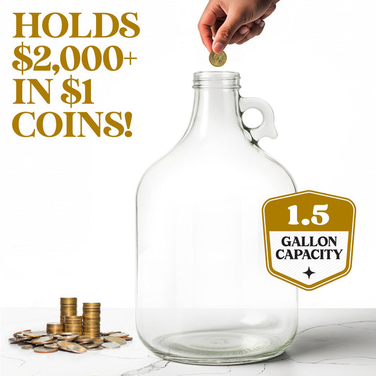 Hambli 2,000+ glass piggy bank side view complements home decor