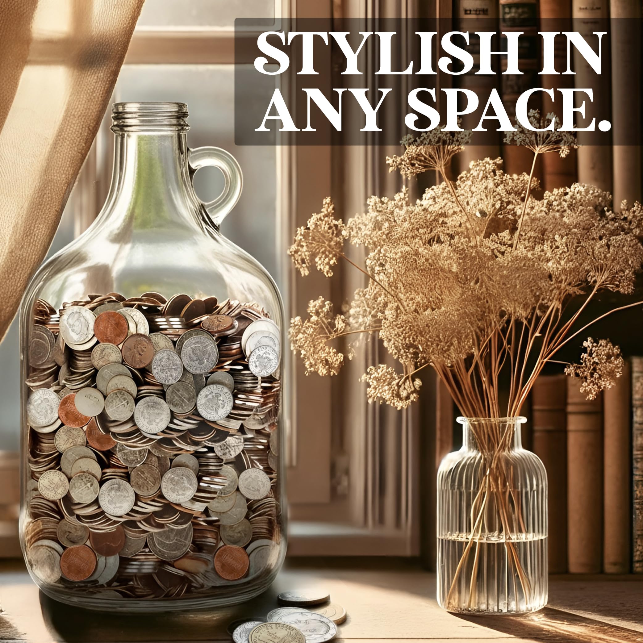 Hambli 2,000+ glass piggy bank transparent material for progress checks