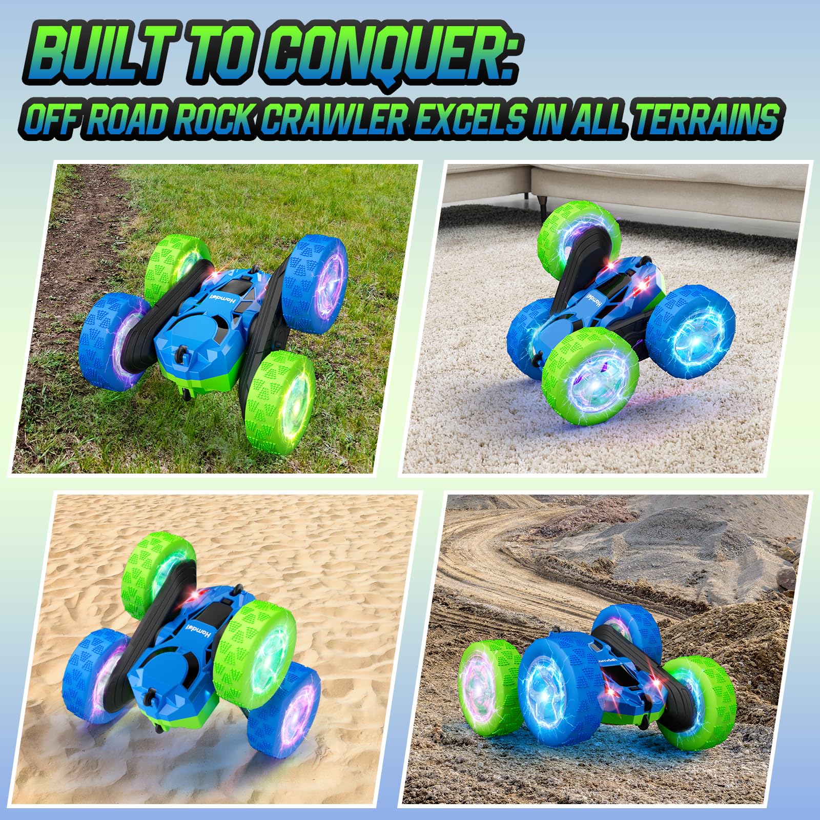 Hamdol GLOW RC car with quick charging for longer play sessions.