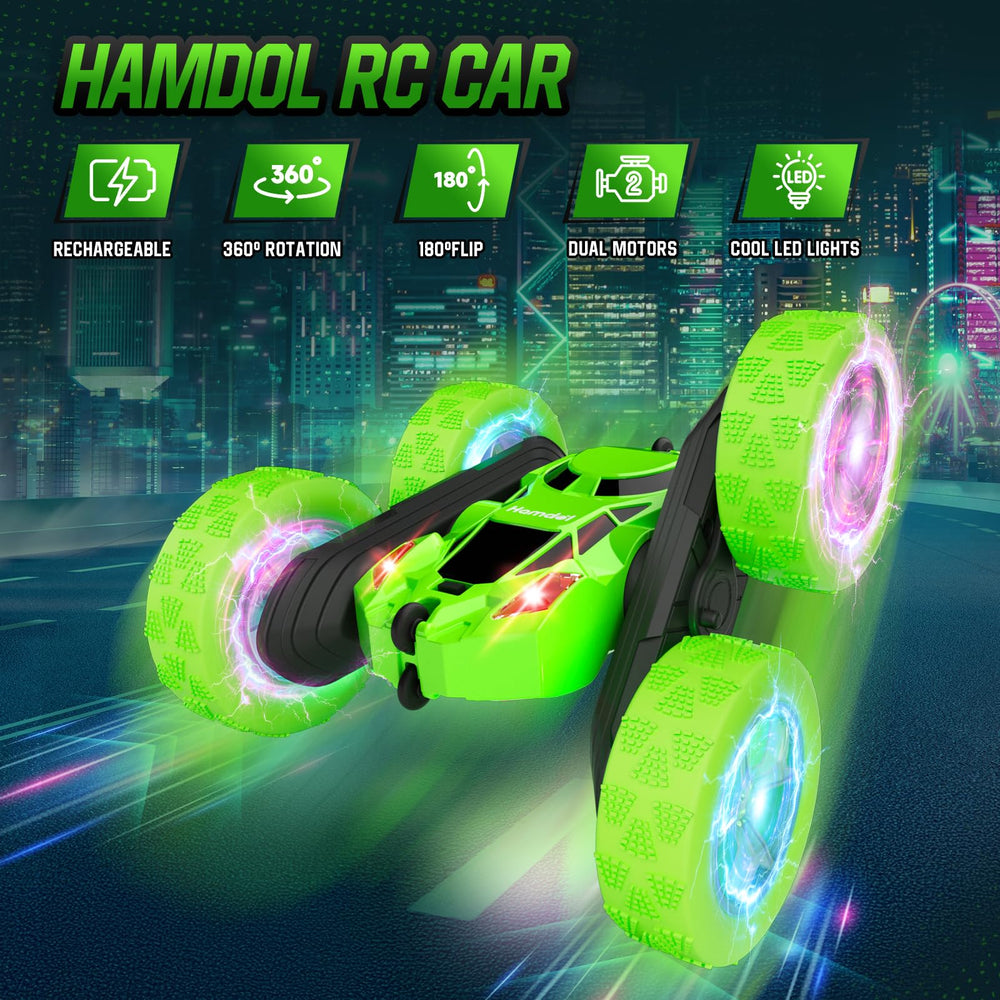 Hamdol Glow Green Trailblazer LED wheels brighten races and night visibility.