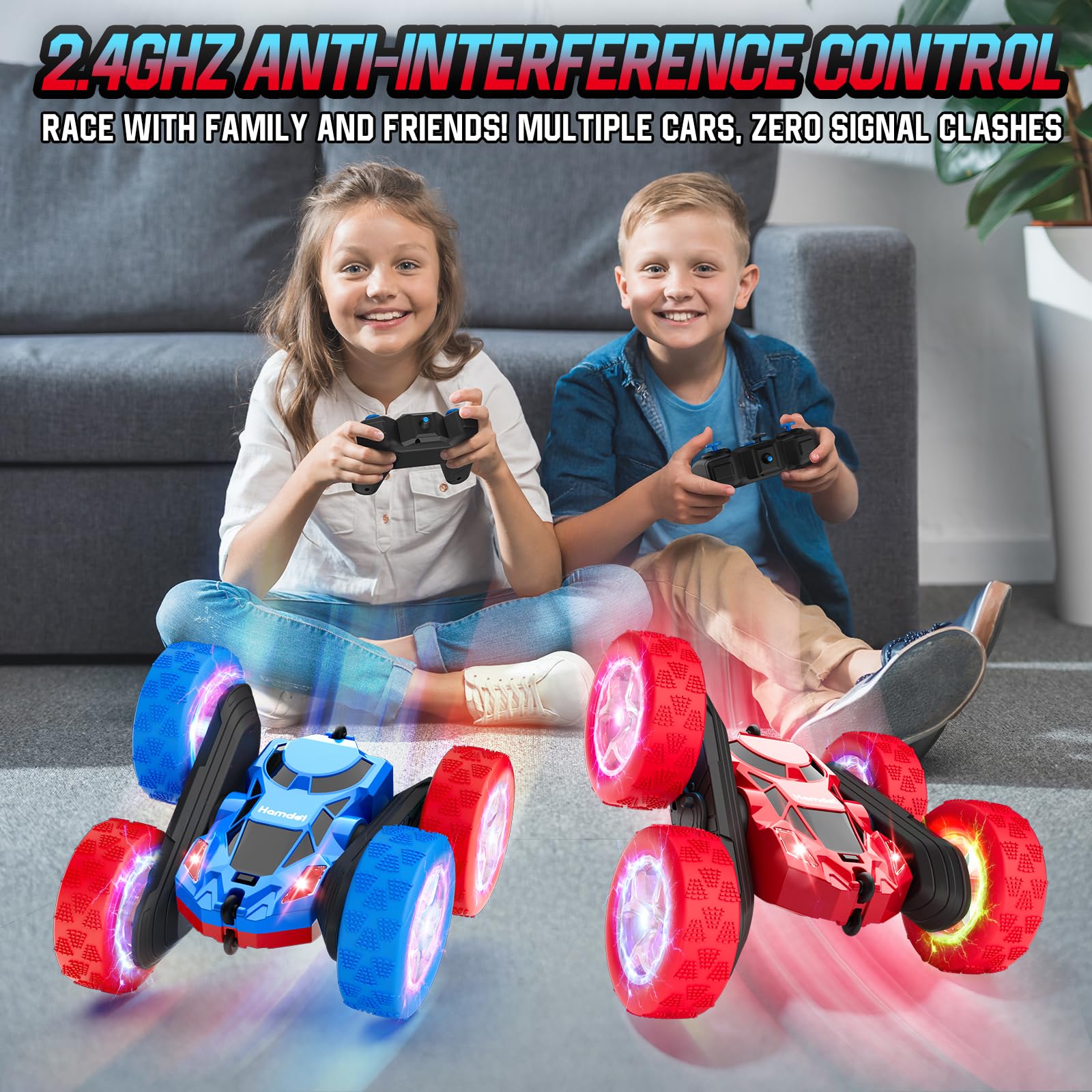 Hamdol GLOW RC Car uses 2.4GHz control for reliable, interference-free racing