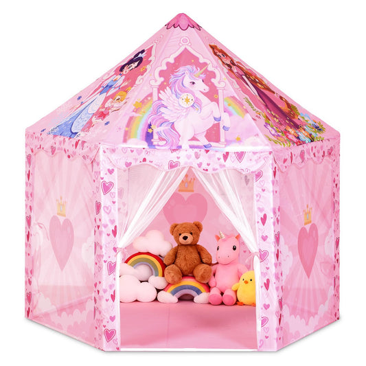 Hamdol Hexagon Princess Play Tent front view with spacious interior for shared play.