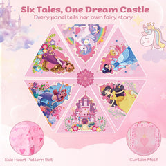 Hamdol Hexagon Princess Play Tent side view shows sturdy six-sided frame.