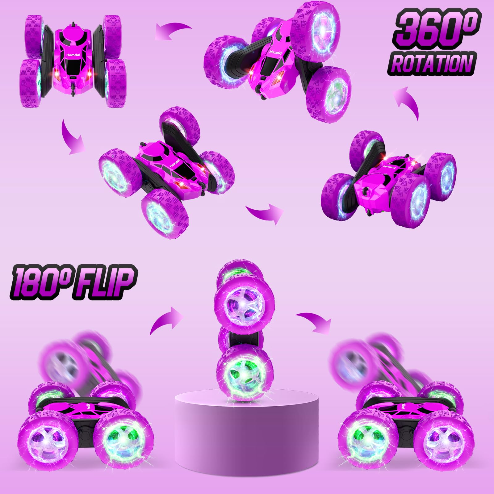 Hamdol Purple Dream RC Car versatile for indoor courts and grassy yards