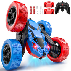 Hamdol STEM RC car front view with dual red and blue colors for indoor play