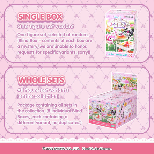 Hamee Re-Ment Hello Kitty My Melody figure at tea party, ideal for desk display