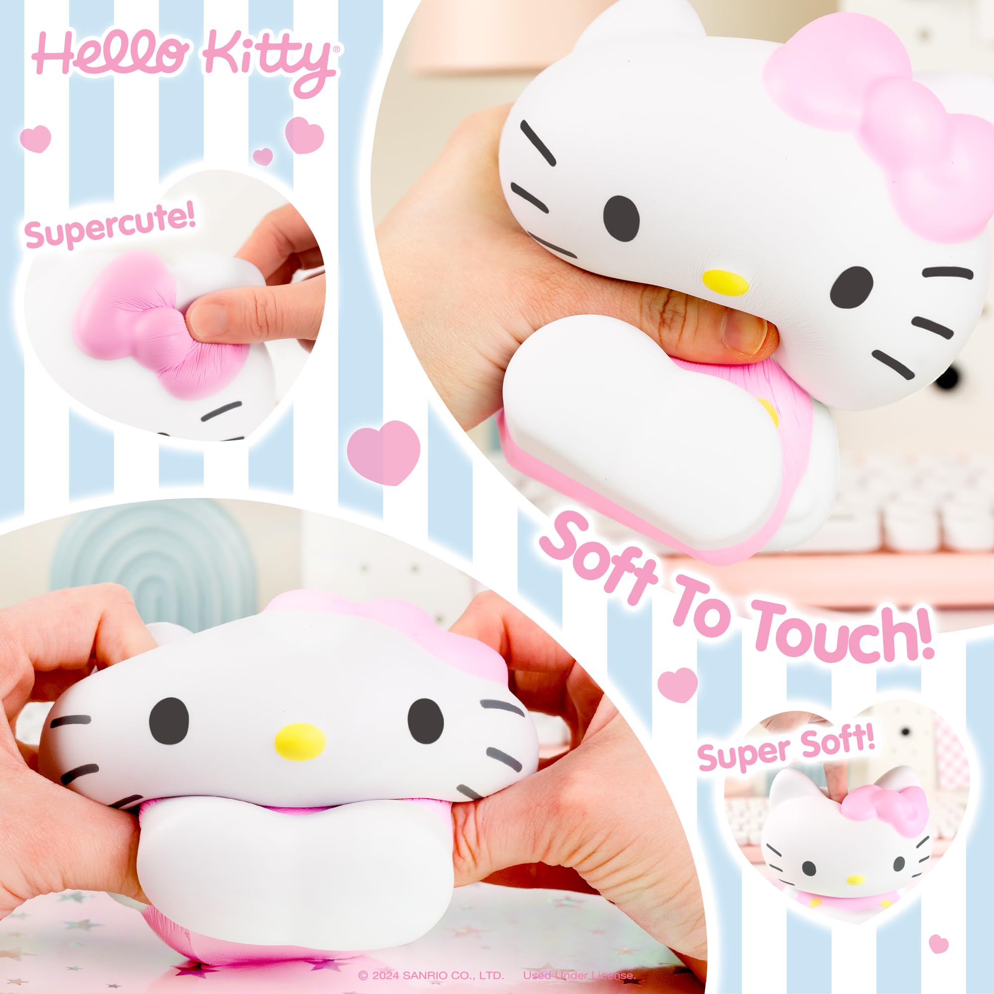 Hamee SquiSHU Buddy Hello Kitty size 5.5 inches tall for desk decor.