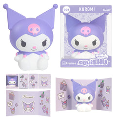 Hamee SquiSHU Buddy Kuromi in display box adds desk decor with collectible appeal.