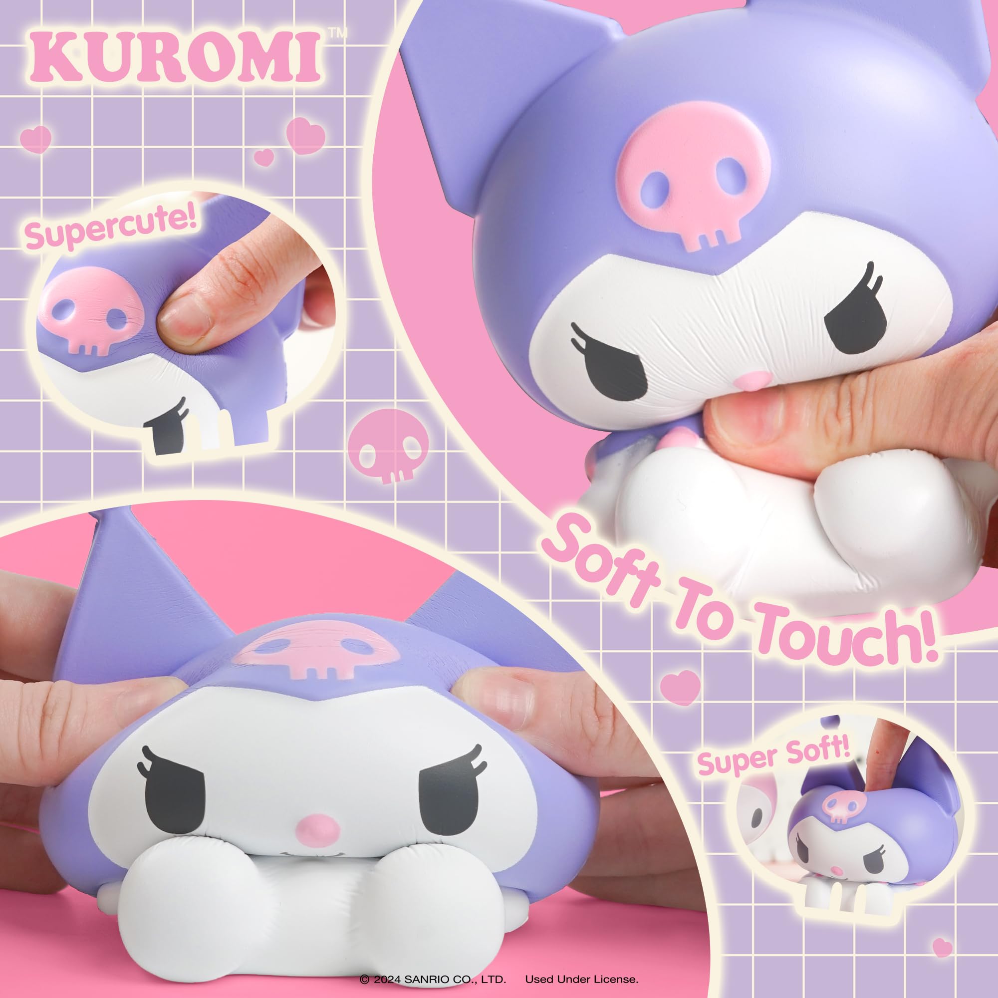 Hamee SquiSHU Buddy Kuromi slow-rise action captures satisfying squish and relaxation.