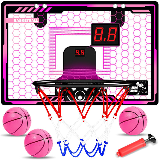 HAMSILY indoor basketball hoop with LED scoreboard for night practice