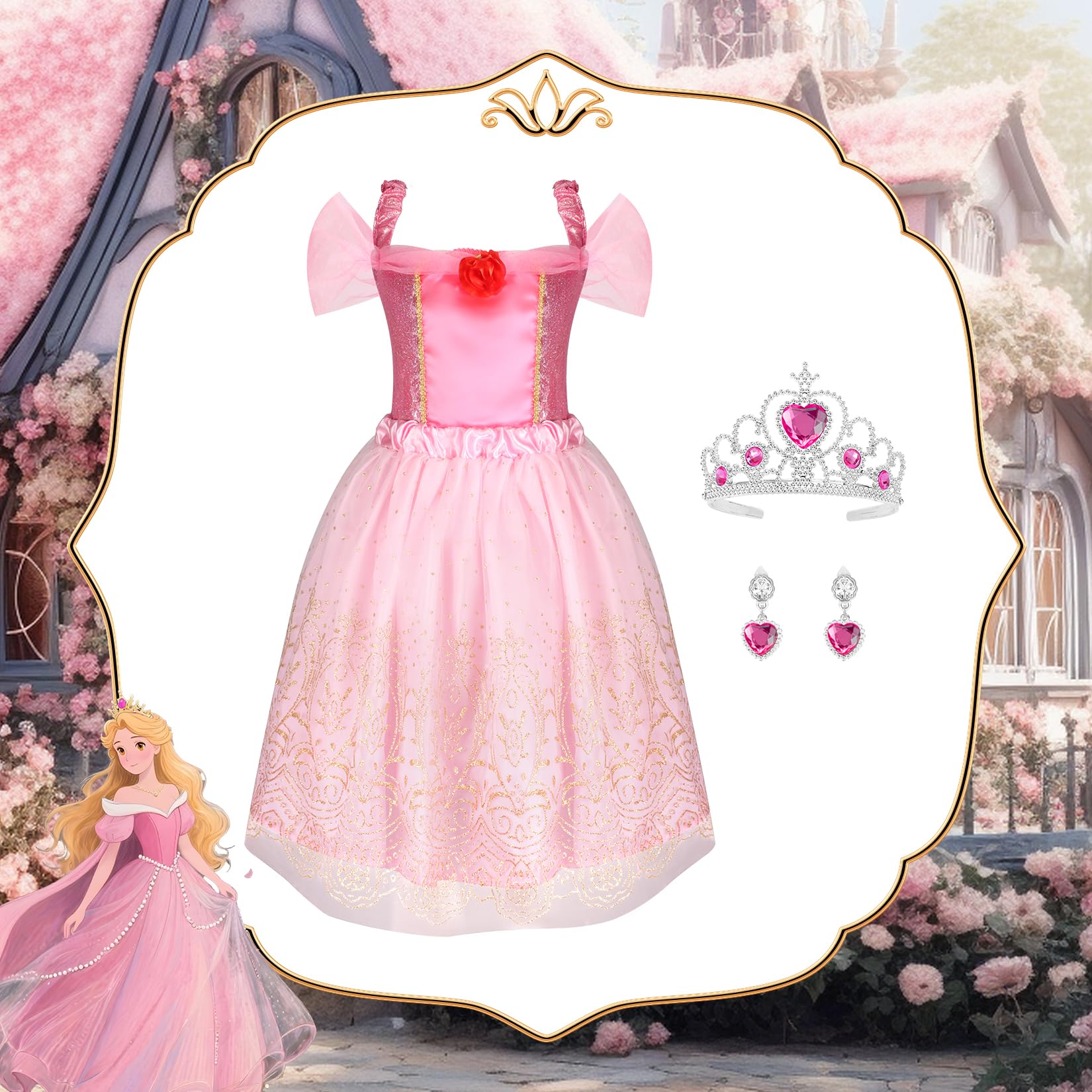 HAMSILY princess dress with elastic waist for comfortable, flexible dress-up.