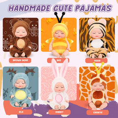 Hanaive hand-crafted doll clothes add variety and reusability.