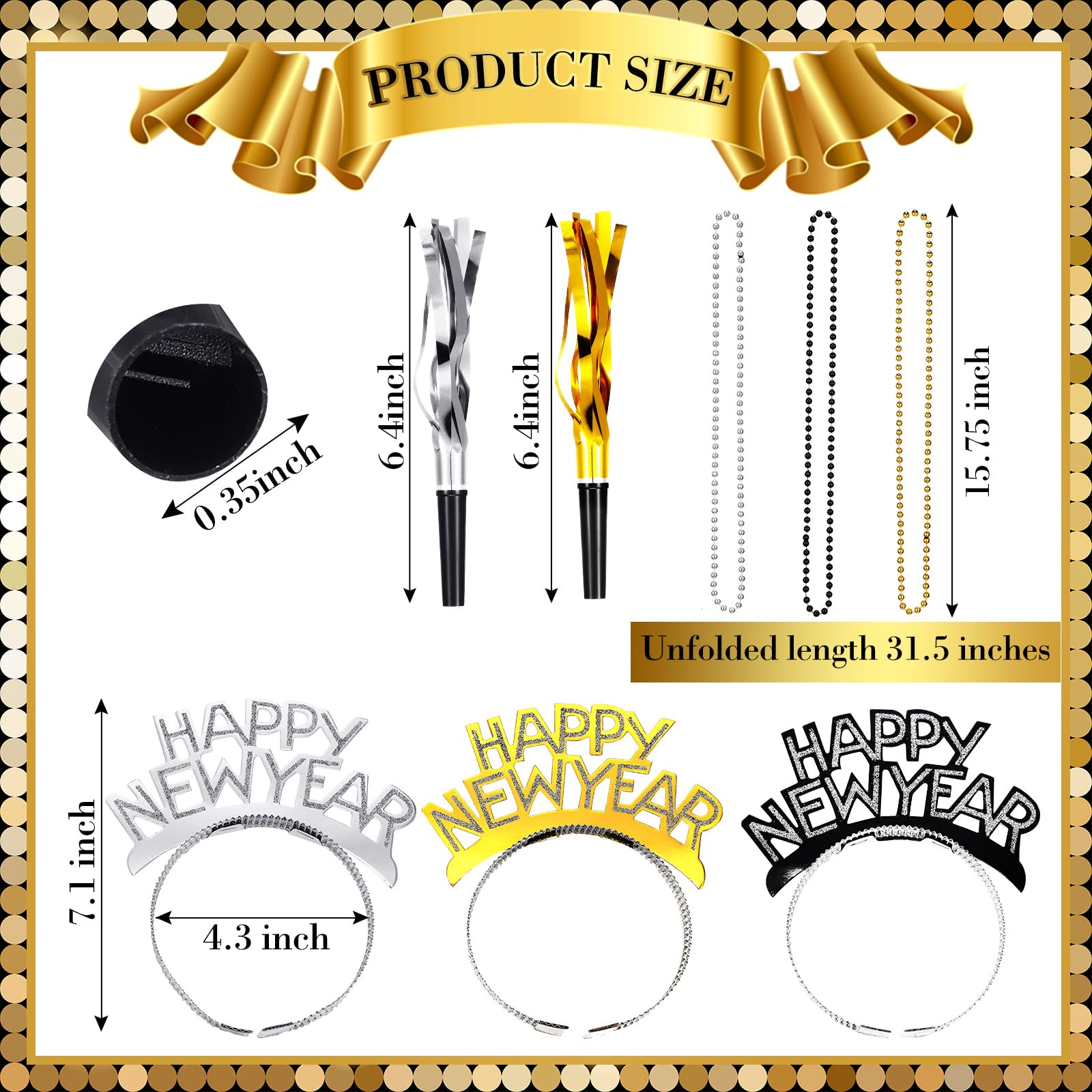 Hanaive Happy New Year headbands add festive flair to outfits and photos.