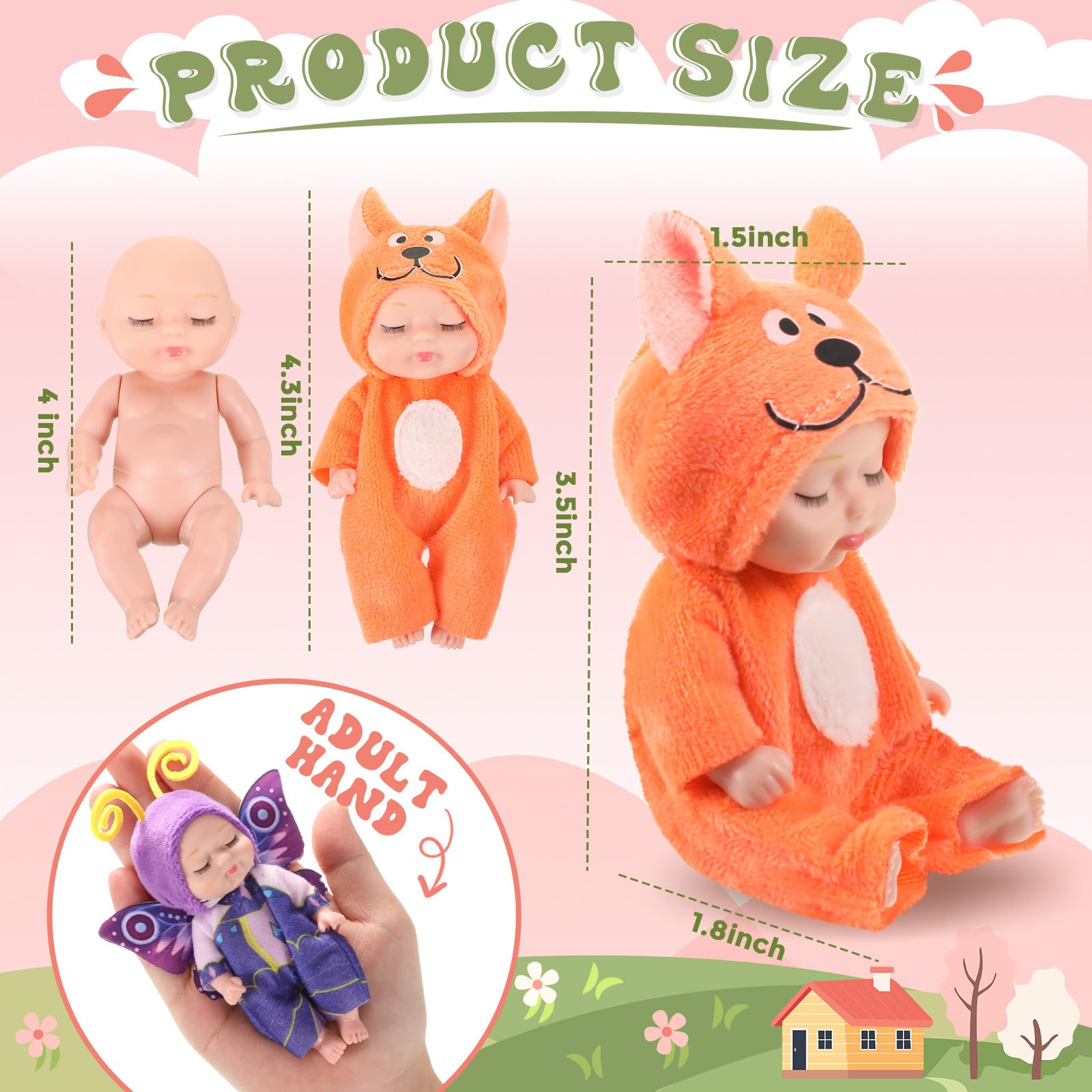 Hanaive mini baby doll in rabbit outfit, promotes creative storytelling