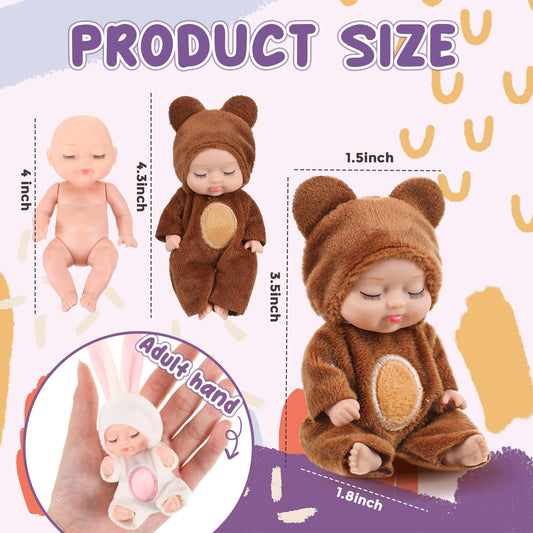 Hanaive mini dolls in 4-inch size with clothes, ideal for gifts and classroom use.