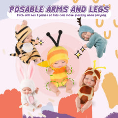 Hanaive dolls feature movable joints for poseable play and fine motor practice.