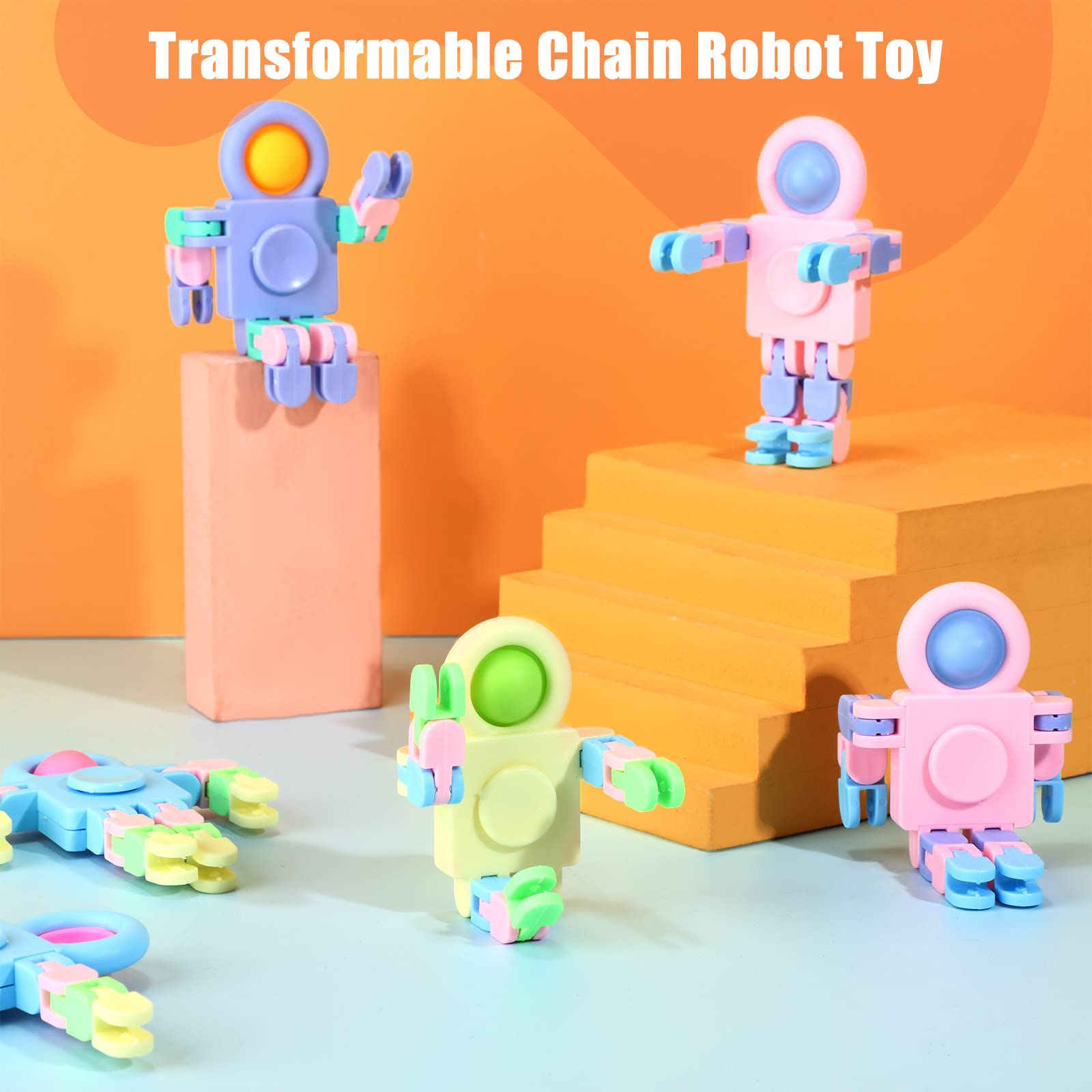 Hanaive robot fidget spinner showcases colorful tactile plastic surface.