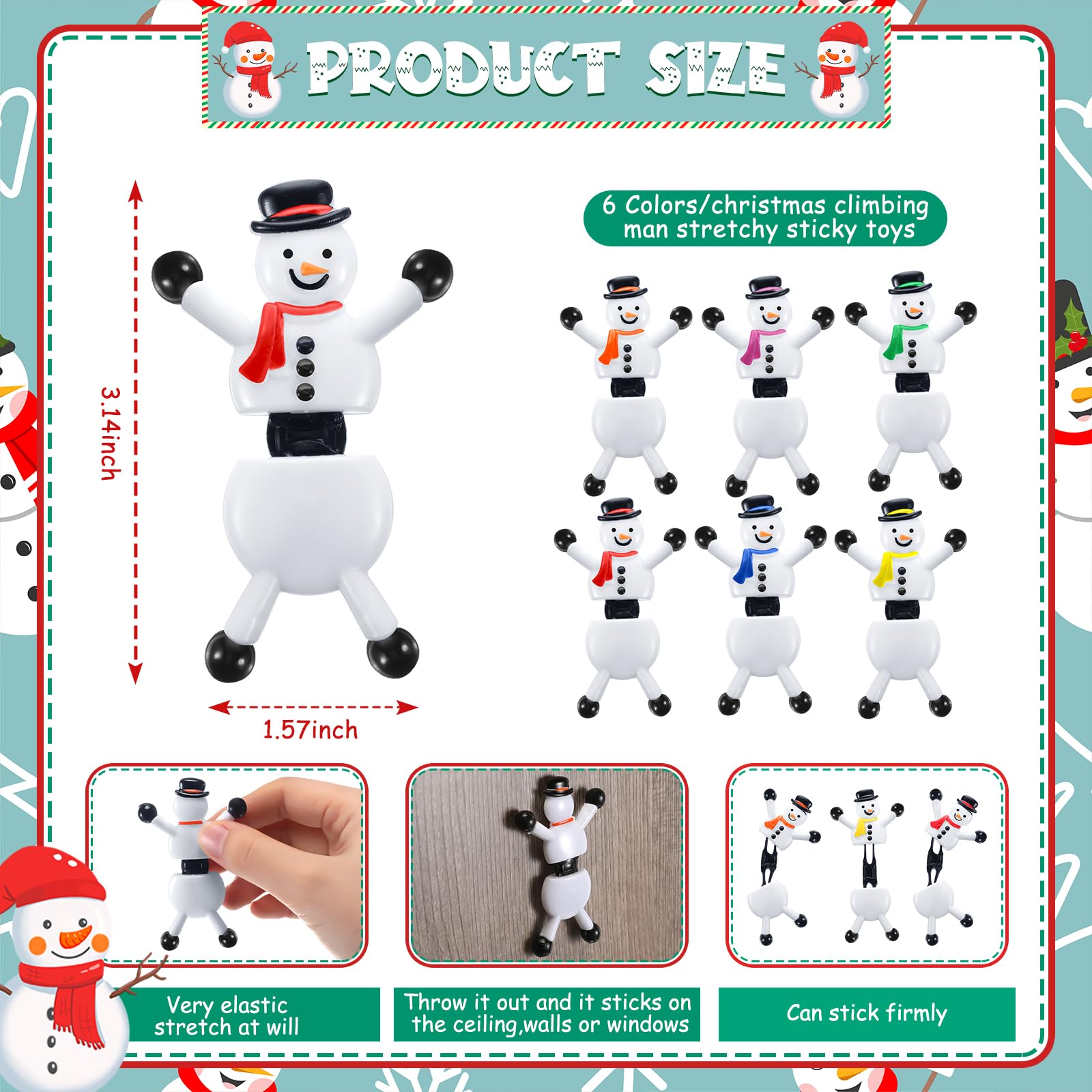 Hanaive snowman sticky climber on wall for quick playful decor.