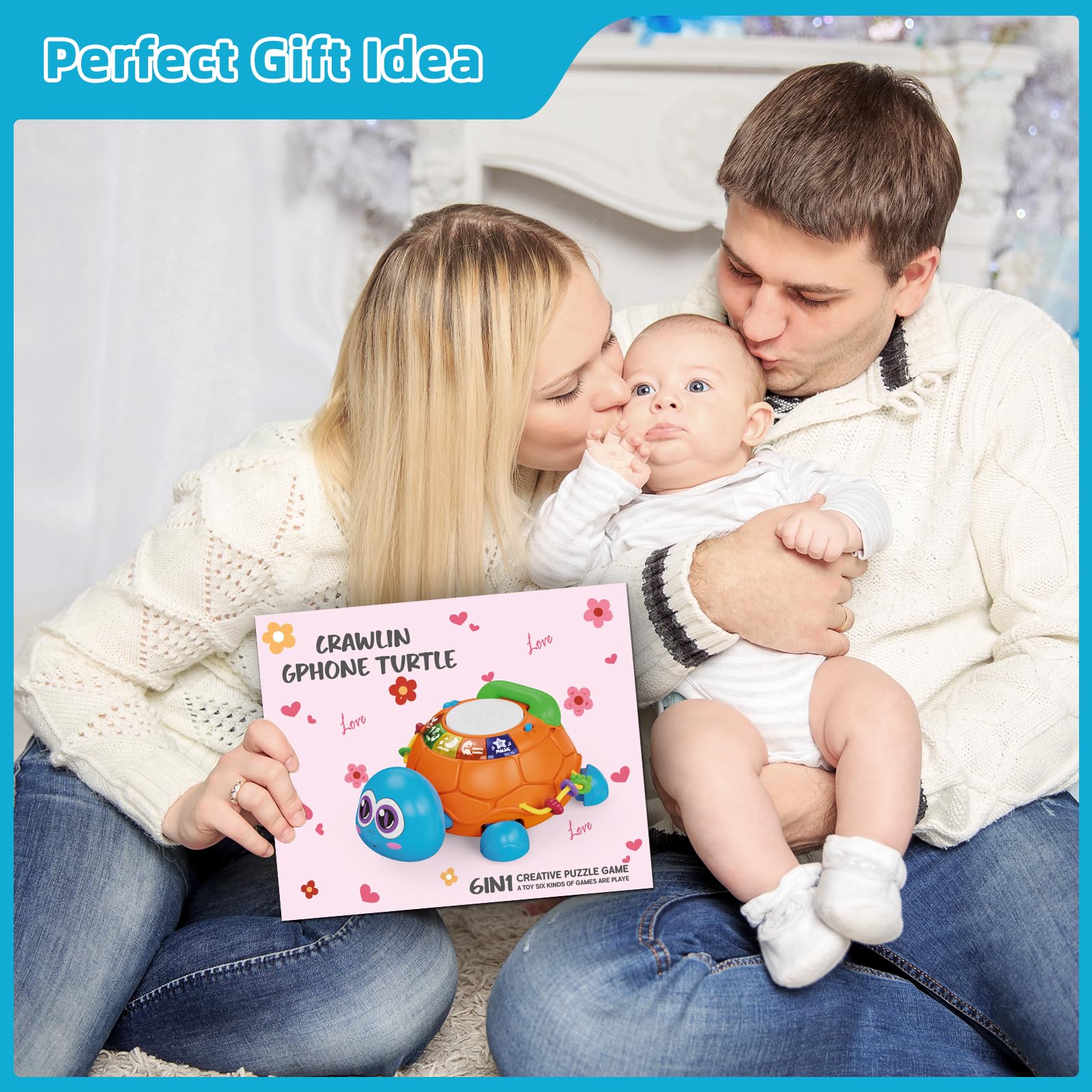 Hanayo blue turtle packaging is gift-ready for newborns to toddlers.