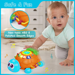 Hanayo safe materials blue turtle toy BPA-free and rounded edges.