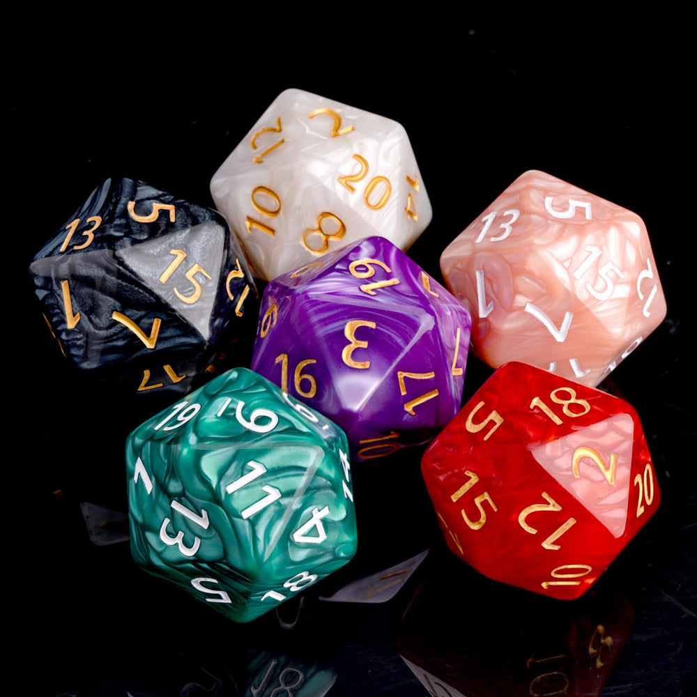 Handan 55mm beige D20 dice with tactile feel for durable use.