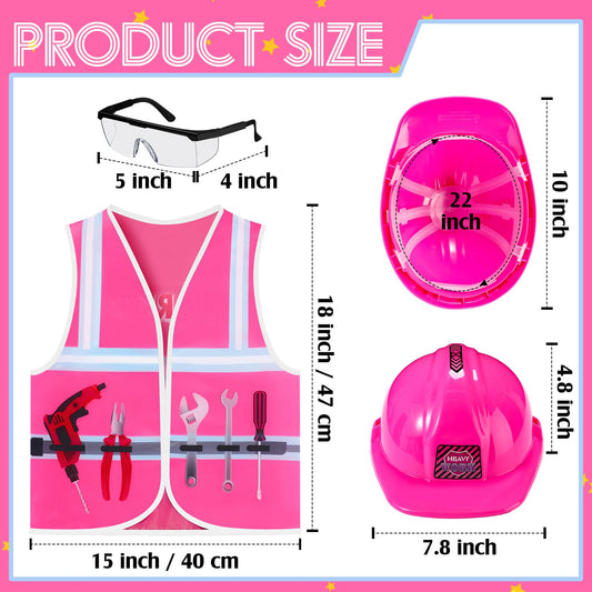 Handepo pink construction helmet for kids, sturdy hard plastic for pretend work fun.