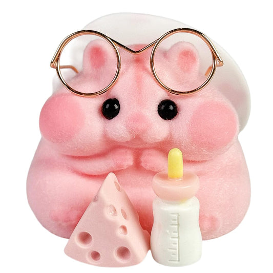 Handmade Taba Squishy Hamster Toy: soft silicone and pink furry texture for tactile play.