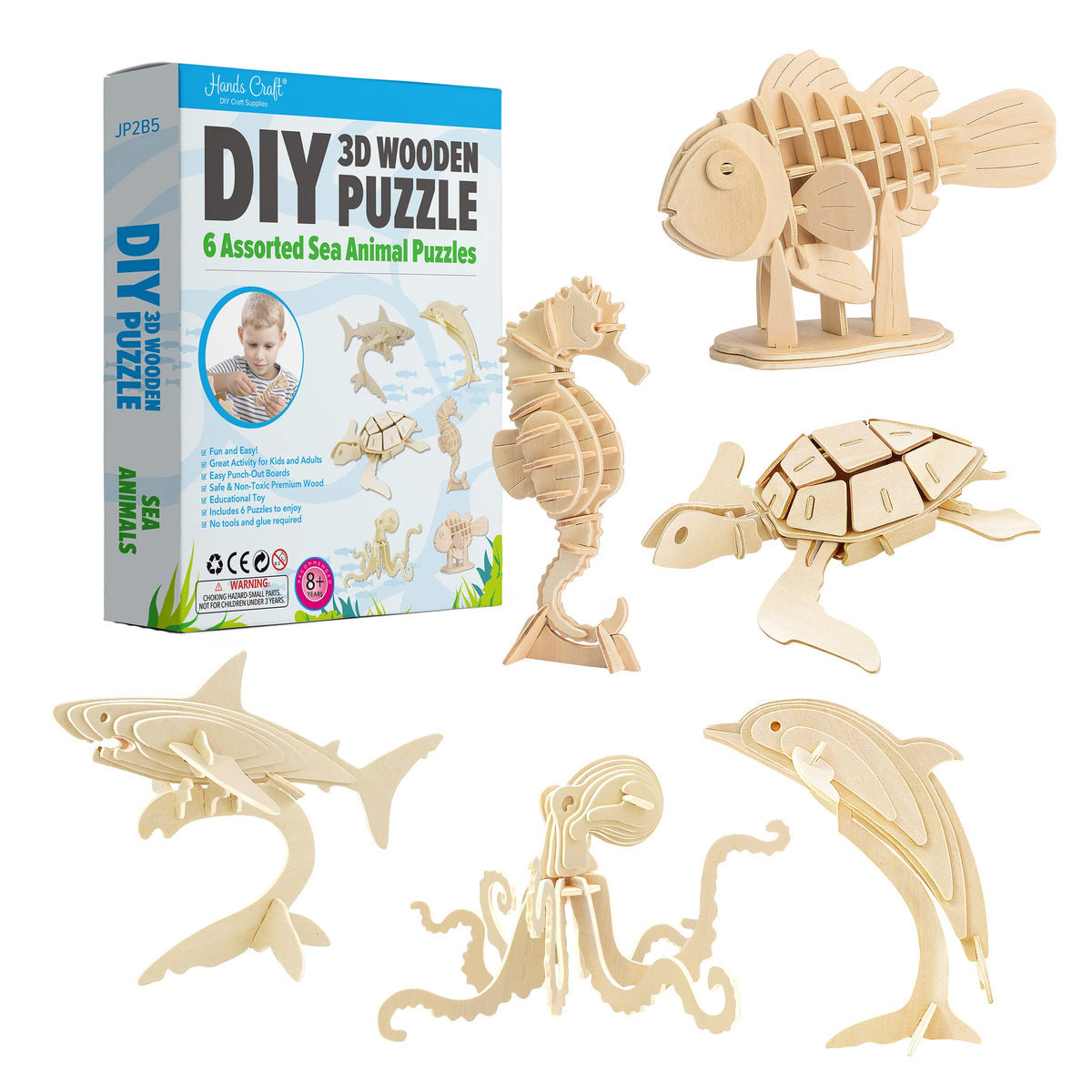 Hands Craft 3D Shark puzzle, a tactile STEM activity for kids and adults.