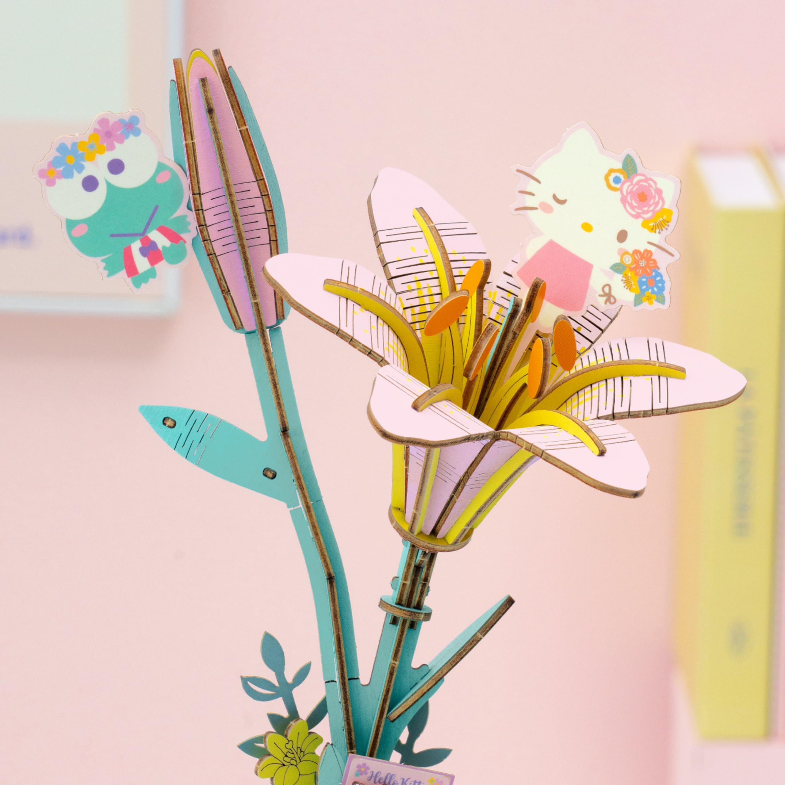 Hands Craft Hello Kitty Keroppi Lily DIY activity promoting calming mindful crafting.
