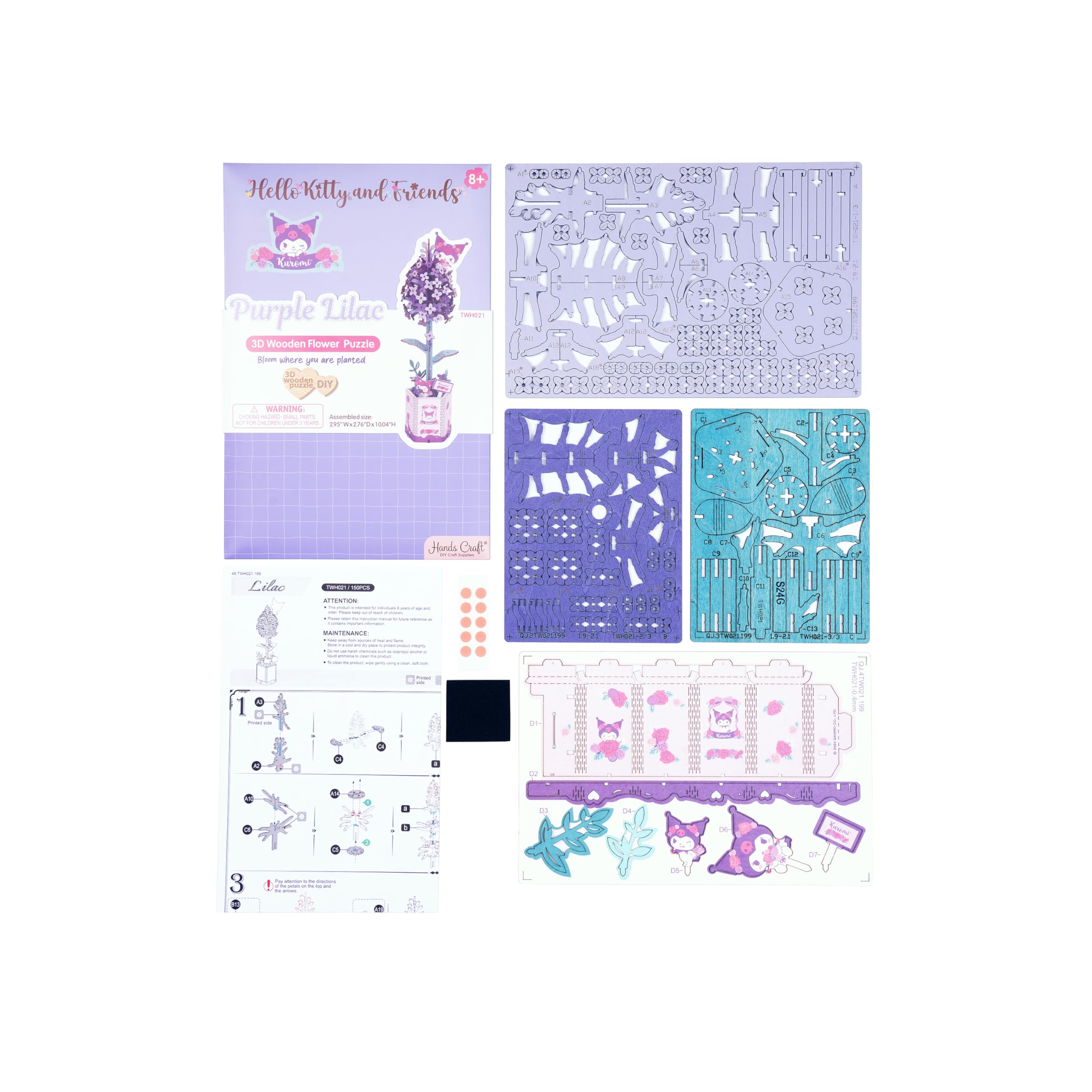 Hands Craft instruction guide, clear steps to complete the flower puzzle.