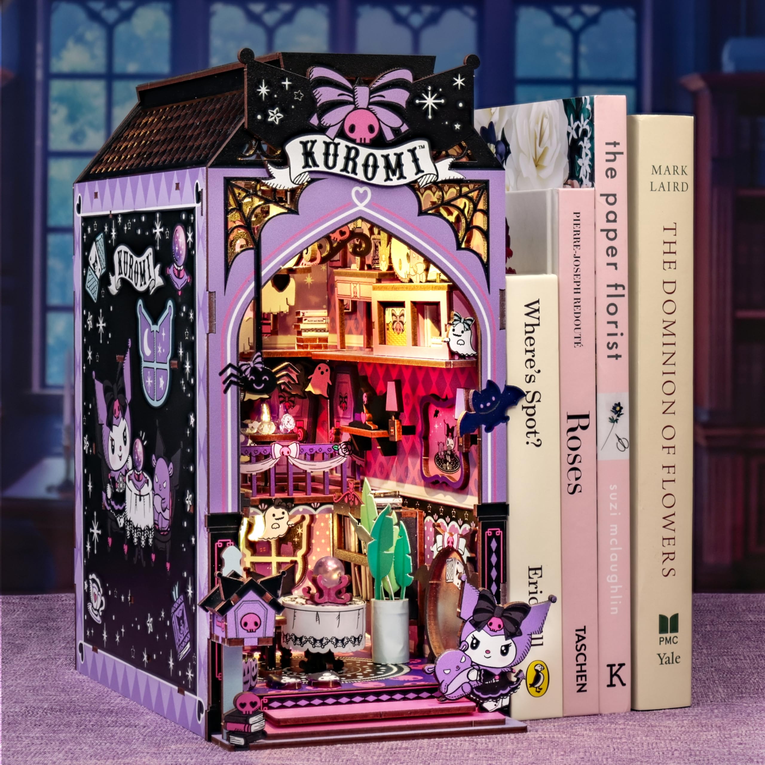 Hands Craft Kuromi book nook kit Kuromi figure included for display