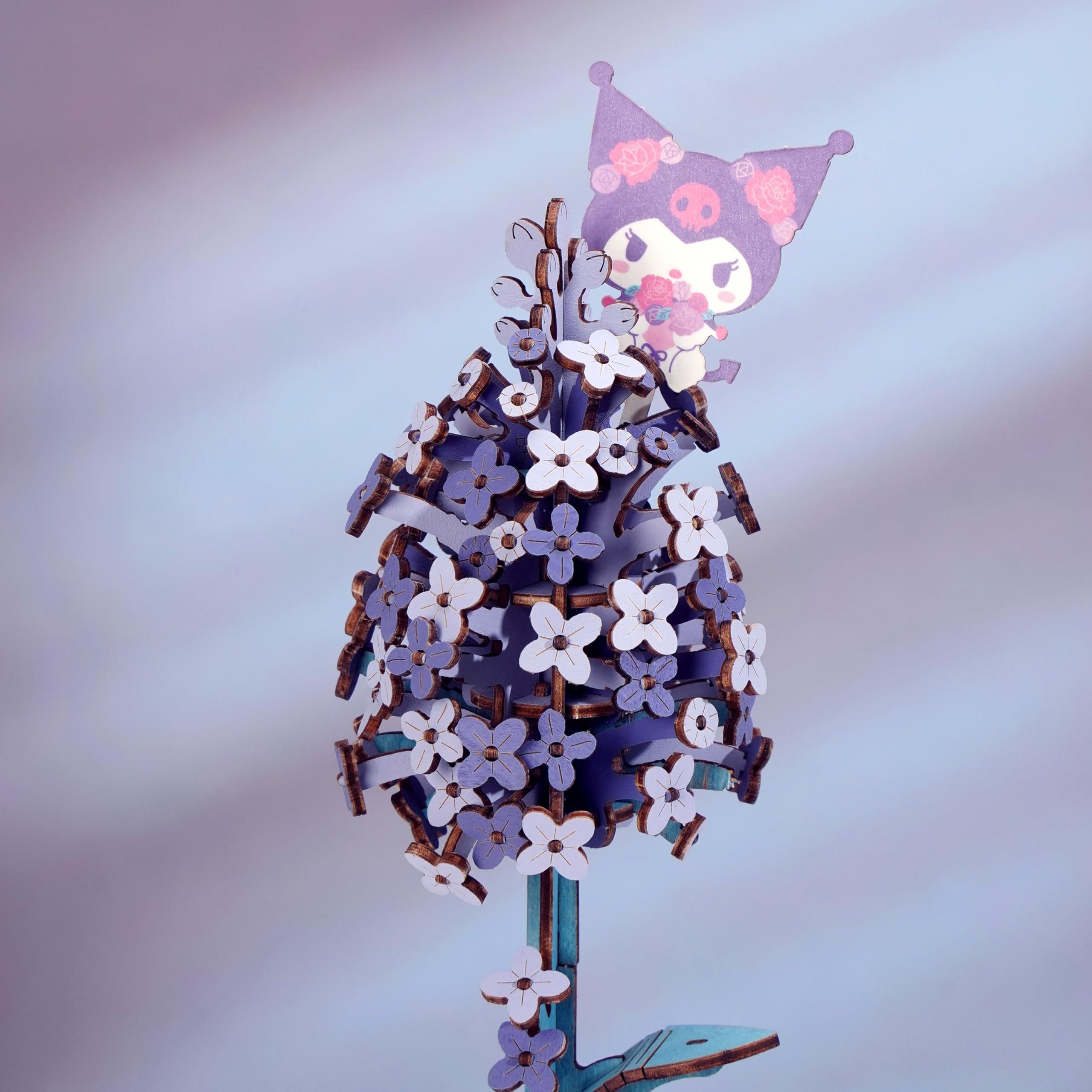 Hands Craft Lilac flower display, finished decor for desks and shelves.
