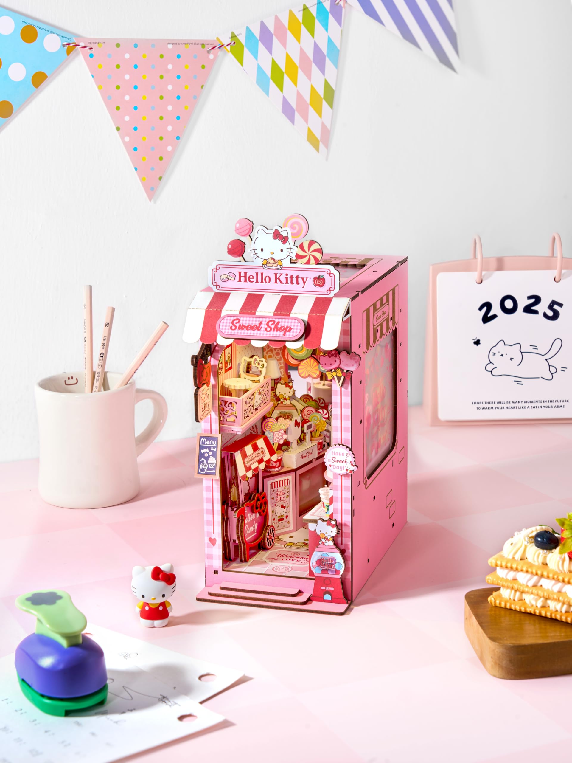 Hands Craft Sanrio Hello Kitty diorama for collectible display and room decor.