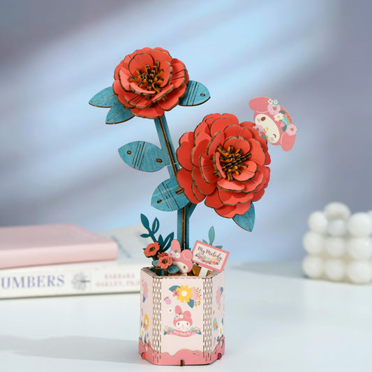 Hands Craft Hello Kitty My Melody 3D puzzle assembly demonstrates step-by-step process for beginners