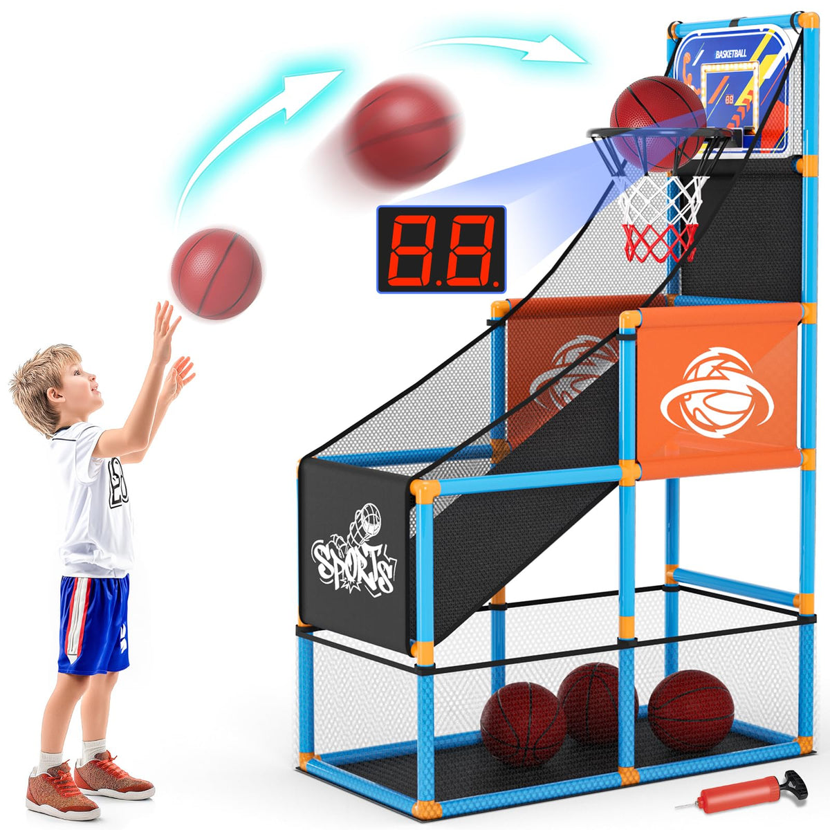 Handwell arcade basketball hoop with scoreboard for indoor play and arcade vibes.