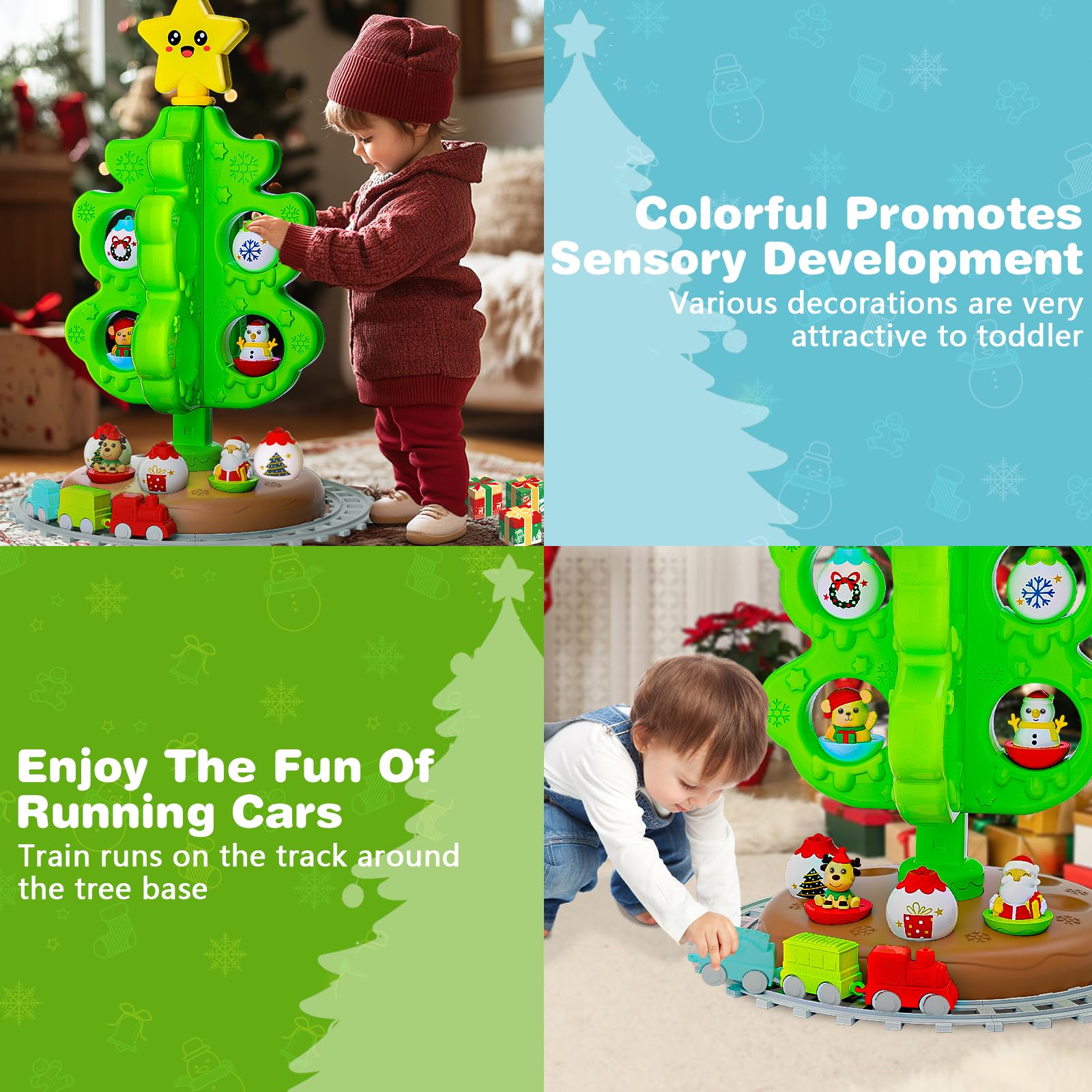 Handwell Christmas tree toy showing 18 colorful decorations for color learning
