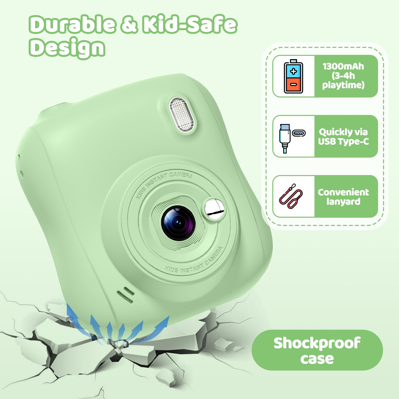 Hangrui kids camera durable shockproof case protects during play and travel