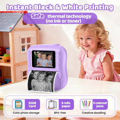 Hangrui kids camera printing in action with colorful photos