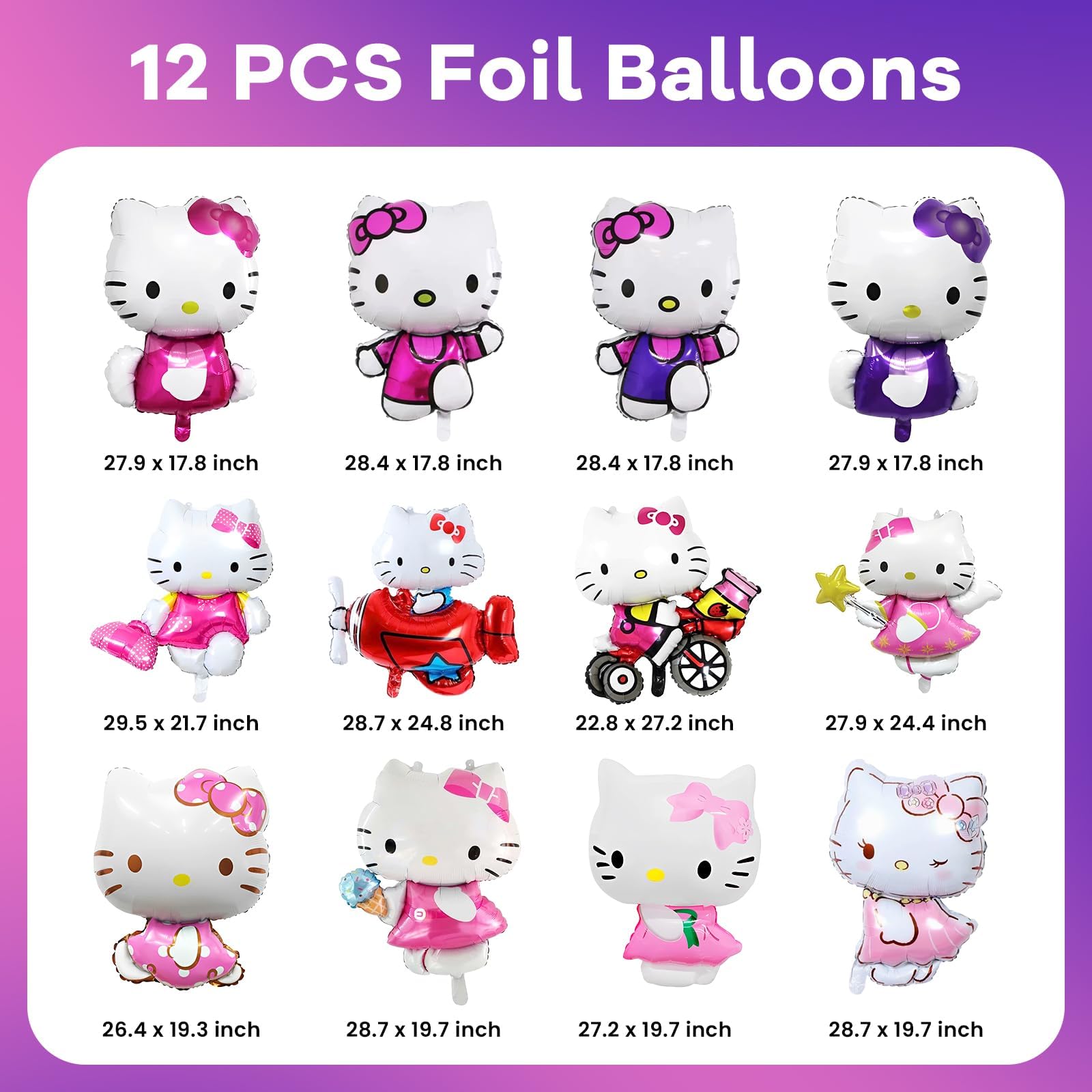 HANJIEJIE Kitty foil balloons create a playful centerpiece for celebrations