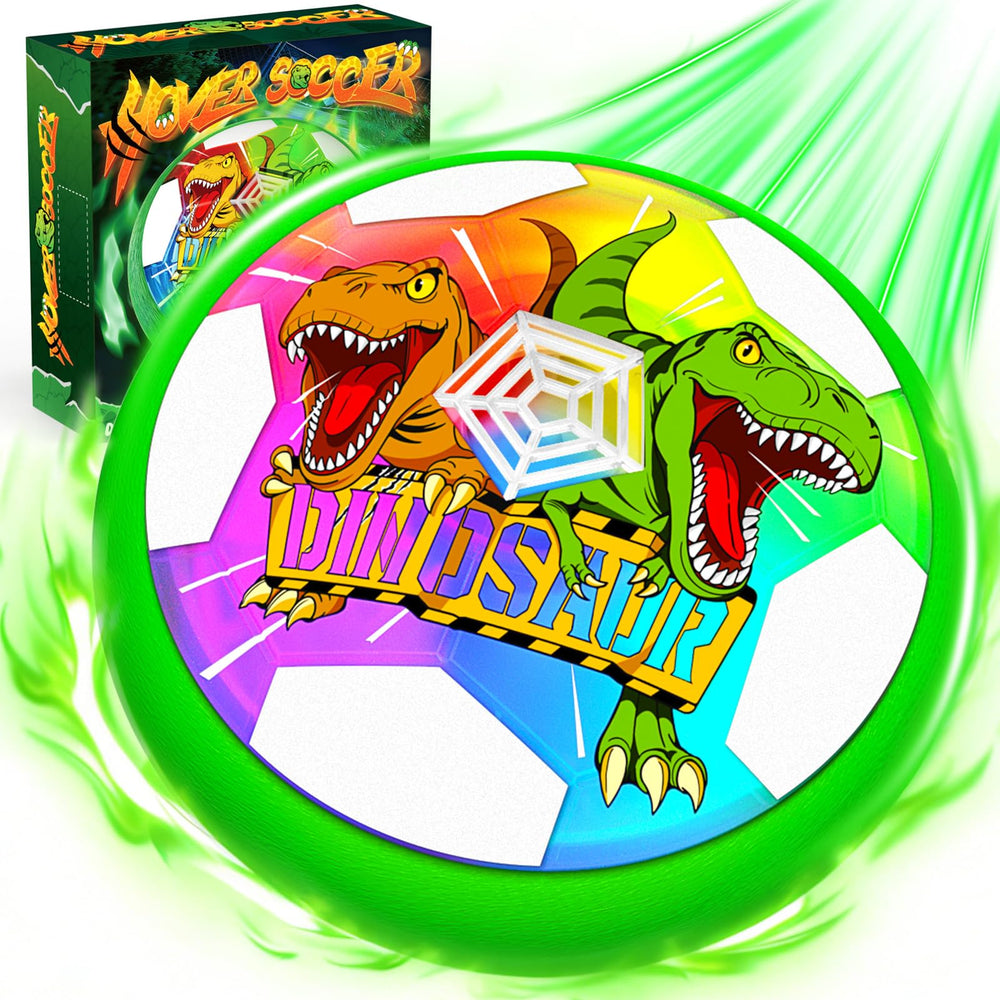 Hanroni Dinosaur Glow Hover Ball side view shows dynamic lighting for indoor active play.