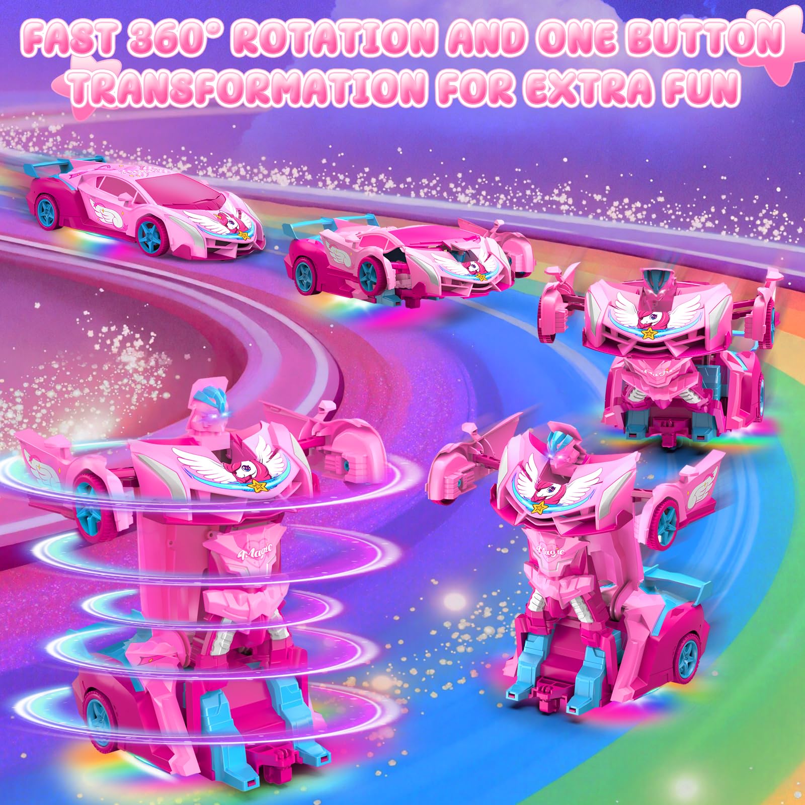 Hanroni Unicorn Transform RC Car showcases two-in-one transform mode for versatile play.