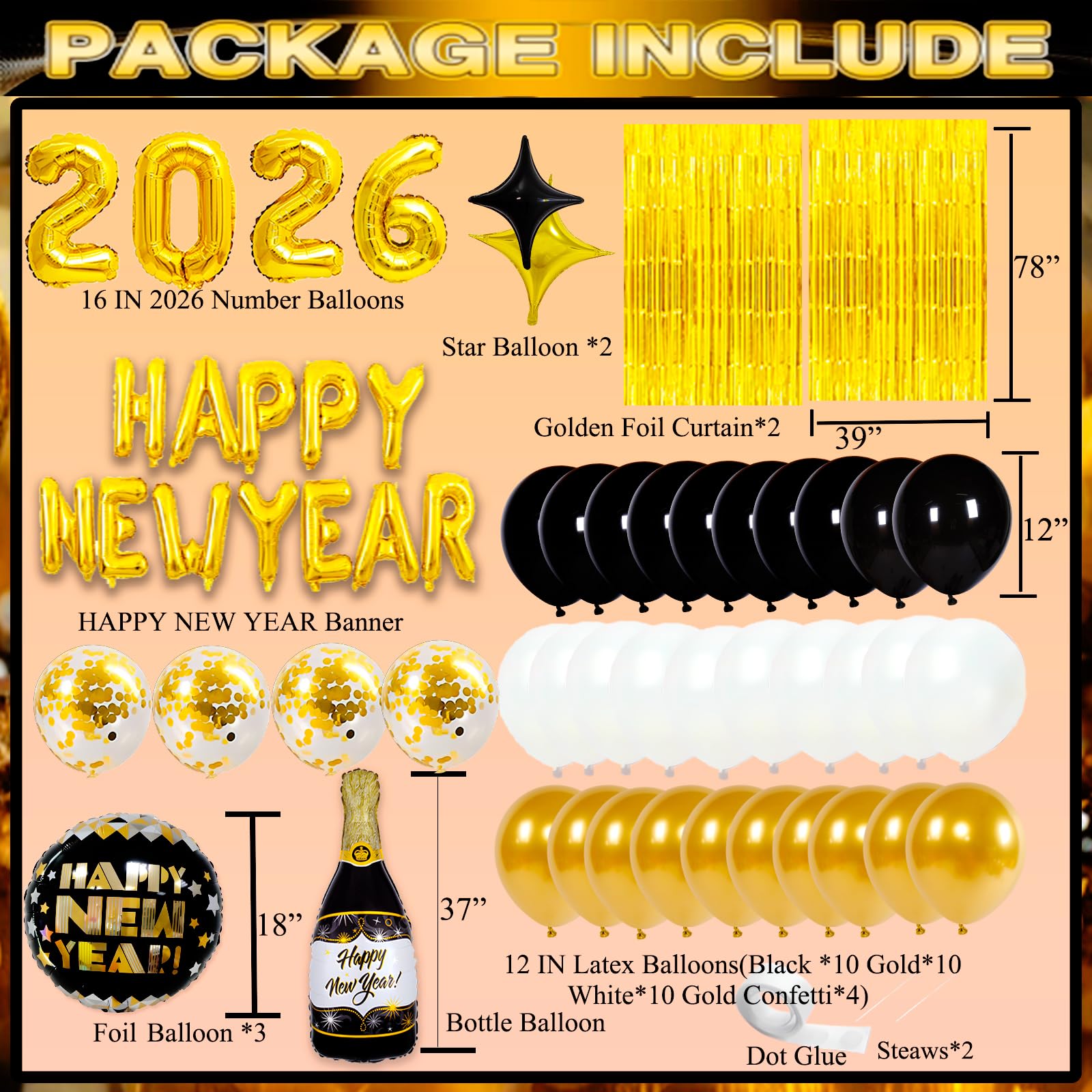 Haochenpai 2026 foil number balloons for a bold countdown display.
