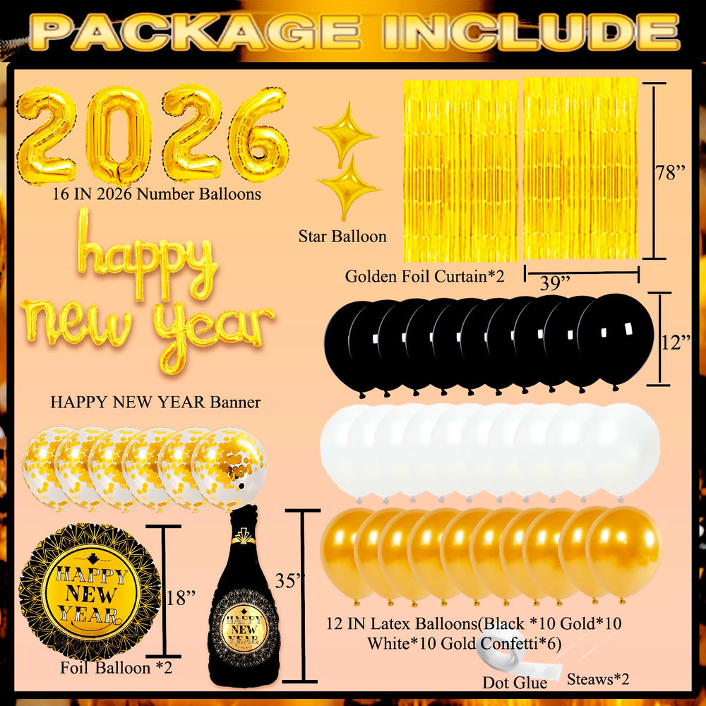 Haochenpai foil number balloons 2026 in gold for a bold year display